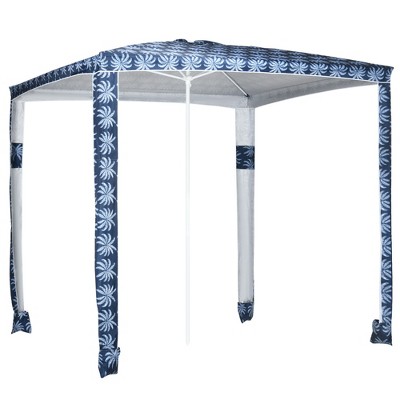 Outsunny Quick Beach Cabana Canopy Umbrella, 7.9' Easy-Assembly Sun-Shade Shelter with Sandbags, Cool UV50+ Fits Kids & Family, Blue