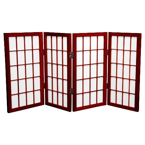 2 ft. Tall Desktop Window Pane Shoji Screen - Rosewood (4 Panels) -  Oriental Furniture