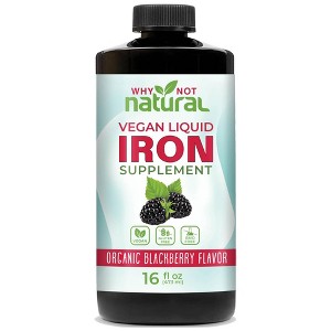 Why Not Natural Liquid Iron Supplement for Adults & Kids – Vegan, Non-GMO, Sugar-Free Formula for Anemia, with Organic Blackberry Flavor, 16 fl oz - 1 of 4