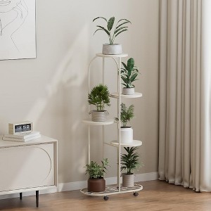 Plant Shelving Flower Pot Holder Wrought Iron Corner Multiple Planter Rack Organizer With Wheels Plant Shelves For Room Corner Balcony Garden Patio - 1 of 4