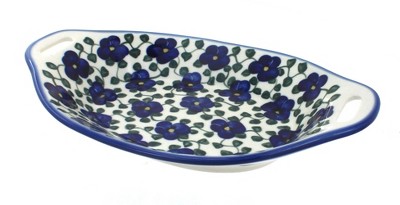 Blue Rose Polish Pottery 13G WR Unikat Oval Dish with Handles