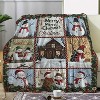 Lomsoe Vintage Snowman & Wooden Cabin Print Flannel Blanket - All Seasons Soft and Warm Throw Blanket for Bed, Napping, Camping, Travel, Office - 2 of 4