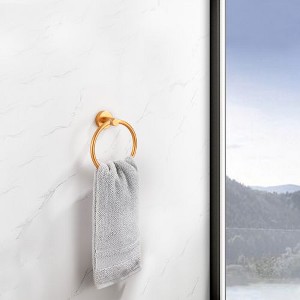Gold Robust Aluminum Hand Towel Ring with Round Design, Ideal for Optimized Bathroom Space - 1 of 4