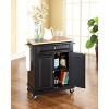 HomeStock  Compact Wood Top Small Rolling Cart with Shelves, Microwave Stand with Towel Rack, Black - 3 of 4