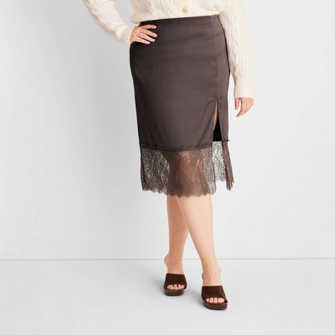 Women's Lace Midi Slip Skirt - Future Collective™ With Reese Blutstein Dark  Gray 30 : Target