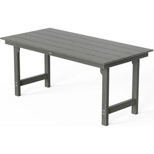 VINGLI 6-Person Outdoor Dining Table, HDPE All-Weather Rectangle Patio Dining Table with Umbrella Hole, Outdoor Patio Table for Garden, Backyard - 1 of 4