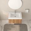 KWPZQEB Wall Mounted Bathroom Cabinet, Farmhouse Floating Vanity with Sink & Storage Darwer, Fluted Wooden Floating Cabinet for Bathroom, Natural - 3 of 4
