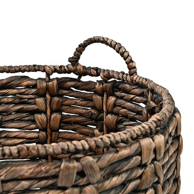 Laurel 19.49" Brown Handwoven Abaca Storage Basket with Handles