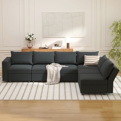 Ainfox 6-Seat Sofa Dark Grey
