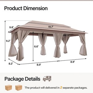 YARDGRACE Semi-permanent Patio Gazebo 10'x20' with Expansion Bolts, Outdoor Heavy Duty Party Shelter with Double Roof - 1 of 4