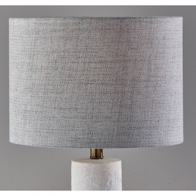 Edison White Textured Ceramic Table Lamp with Grey Shade