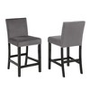 Velvet Upholstered Counter Stools Set of 2 with Nailhead Trim, Solid Rubber Wood Legs, and Floor Protectors for Kitchen or Dining Area - 2 of 4