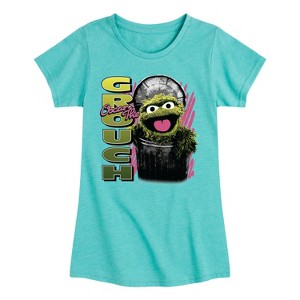 Girls' - Sesame Street - Oscar the Grouch Fitted Short Sleeve Graphic T-Shirt - 1 of 4