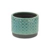 HomeRoots 7" Turquoise Geometric Ceramic Indoor Outdoor Round Pot Planter - 3 of 4