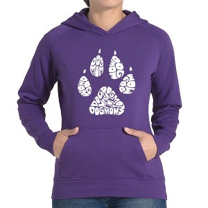 LA Pop Art Women's Word Art Hooded Sweatshirt -Dog Mom - 1 of 4