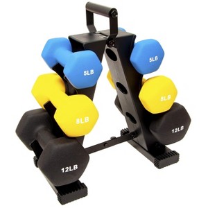 Sapphtopaz Neoprene Dumbbell Set with Vertical Rack, Hand Weights for Exercise and Muscle Toning, Multiple Colored - 1 of 2