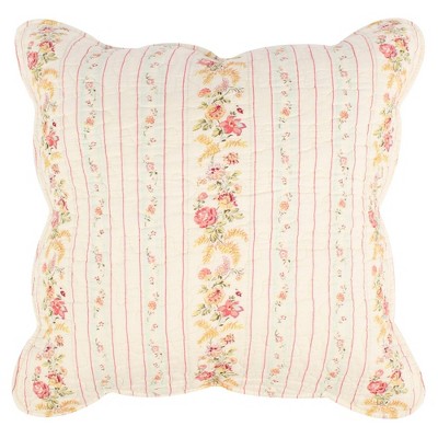 Antique Rose Blue Floral Cotton Throw Pillow Set