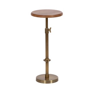 Kate and Laurel Engles Adjustable Wood Table and Plant Stand, 10x10x30, Walnut Brown - 1 of 4