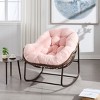 TiramisuBest Outdoor Rattan Rocking Chair with Padded Cushion, Recliner Rocker for Porch, Patio, Garden, Grey - 2 of 4
