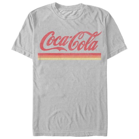 Men's Coca Cola Retro Sunset Stripes T-Shirt - Silver - 2X Large