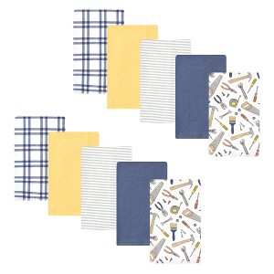 Hudson Baby Infant Boy Cotton Flannel Burp Cloths, Construction Work 10-Pack, One Size - 1 of 4
