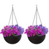 Sorbus Hanging Planter Round Self-Watering Basket, Resin Woven Wicker Style, Great for Home, Garden, Patio - Espresso Brown (Large, 2-Pack) - 2 of 4