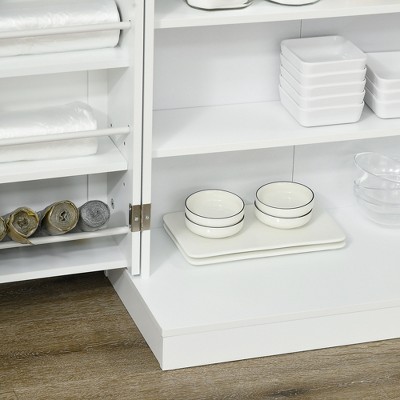 White Vertical Kitchen Pantry with Adjustable Shelves