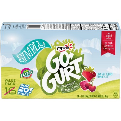 Yoplait Simply Go-Gurt Mixed Berry/Strawberry Low Fat Kids' Yogurt - 40oz/20ct