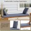 63" Acacia Wood Hanging Patio Swing Chair with Cushions & 10.8ft Hemp Ropes, Porch Swing Bench, 400 lbs Capacity - 4 of 4