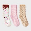 Women's Ice Cream Cone Christmas 3pk Crew Socks - Ivory/Pink/Tan 4-10 - 2 of 4