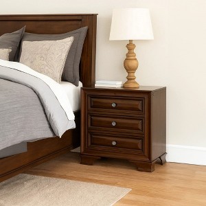 Royal Hampton Wooden Night Stand With 3 Drawers In Cherry Brown - 1 of 4