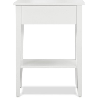 Classic White Wood End Table with Storage Drawer and Shelf