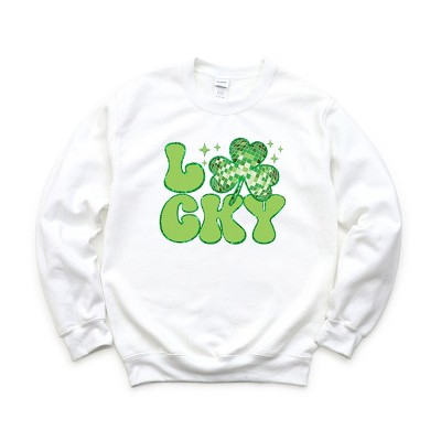 Simply Sage Market Women's Graphic Sweatshirt Lucky Checkered Grunge