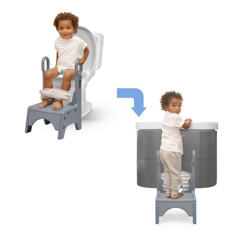 Delta Children Little Jon-EE Adjustable Potty Seat and Step Stool - White/Gray, 3 of 16