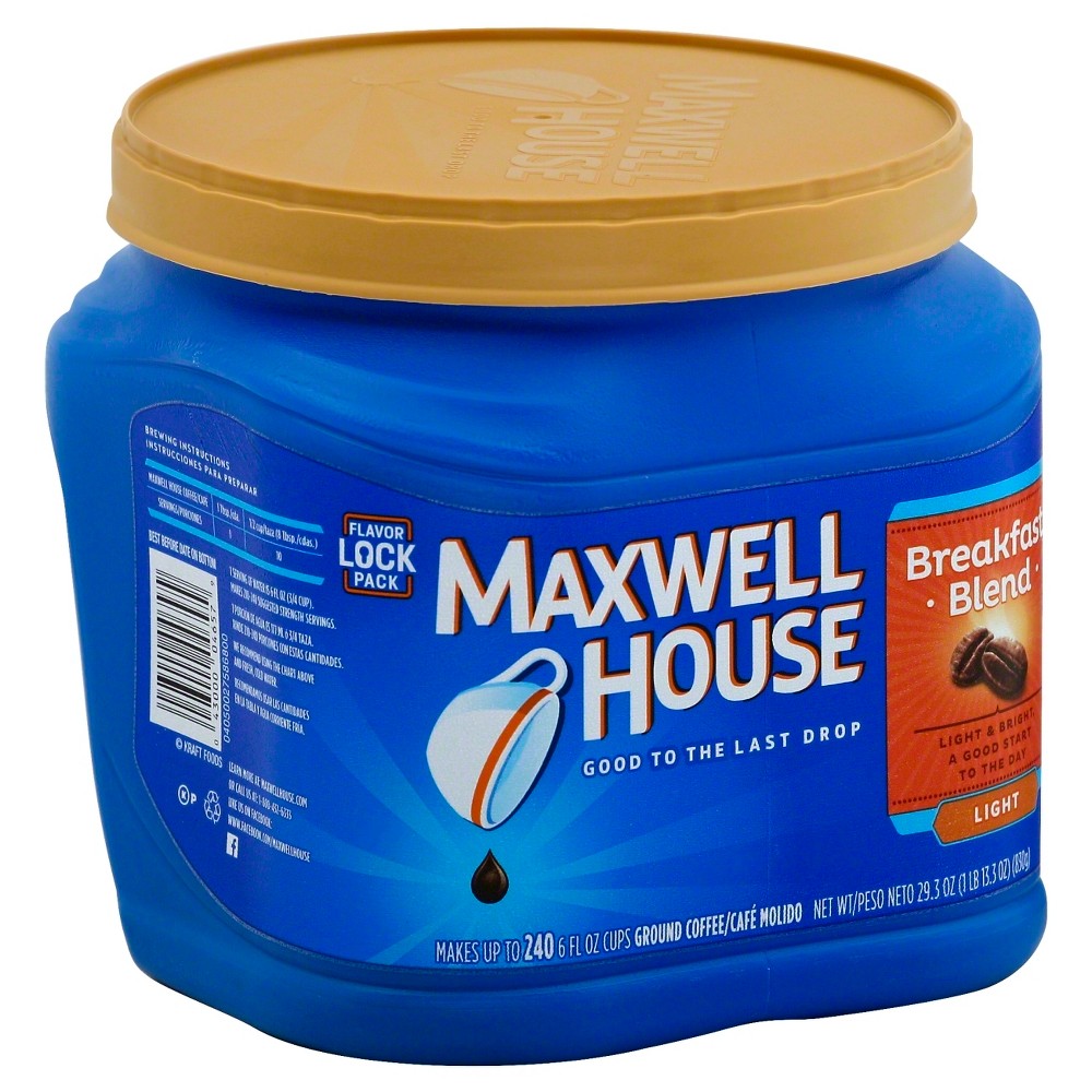 UPC 043000070352 - Maxwell House Breakfast Blend Light Roast Ground ...