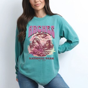 Simply Sage Market Arches National Park EST. 1929 Garment Dyed Long Sleeve - 1 of 4