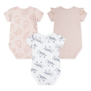 Huggies Baby Girls' Zebras 3pk Short Sleeve Bodysuit - Pink - 1 of 4