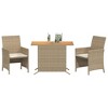 vidaXL 3 Piece Bistro Set with Cushions Beige Poly Rattan - 3 of 4