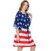 LA LEELA Women's Summer 4th of July Patriotic Beach Dress Swimwear Caftan Mini Dress Bikini Beachwear Kaftan 2X-3X Red US Flag - 4 of 4