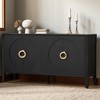 Fir Veneer Sideboard Storage Cabinet with Textured Finish, Rounded Door Design, Adjustable Shelves and 5-Leg Support for Dining Room, Kitchen - 3 of 4