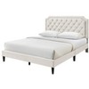 DOMETOUR Velvet Tufted Nailhead Platform Bed, Queen - Beige - 2 of 4