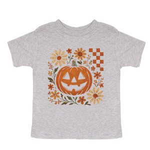 Pumpkin Floral Grunge - Youth Short Sleeve Graphic T-Shirt and Toddler Short Sleeve Graphic T-Shirt - 1 of 3