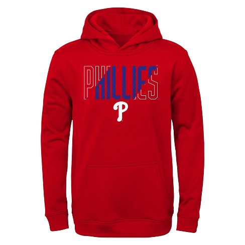 MLB Philadelphia Phillies Boys' Line Drive Poly Hooded Sweatshirt - L