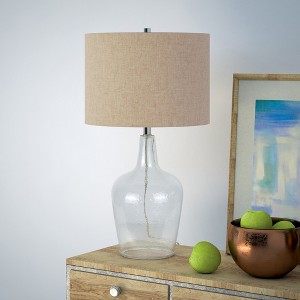 Hudson and Canal 26.75" Tall Watermarked Table Lamp with Fabric Glass Shade Clear: Nautical Coastal Design, UL Listed - 1 of 4
