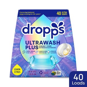 Dropps Dish UltraWash Plus Biobased Detergent Pods - Lemon Citrus - 40ct - 1 of 4