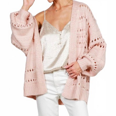 Women's Knitted Crochet Blush Sweater Cardigan - Vine & Love