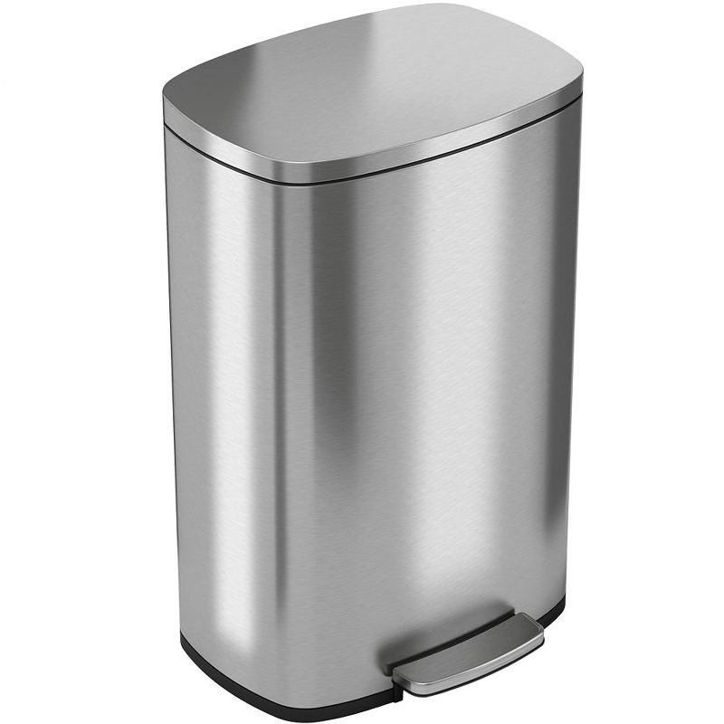 iTouchless Step Pedal Kitchen Trash Can with AbsorbX Odor Filter and Removable Inner Bucket 13.2 Gallon Rectangular Stainless Steel, 1 of 7