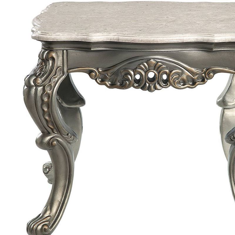 28&#34; Miliani Accent Table Natural Marble Top and Antique Bronze Finish - Acme Furniture, 2 of 9