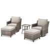 Belord 5 Pieces Outdoor Furniture, High Back Outdoor Wicker Patio Swivel Rocker Chairs Set of 2 with Comfy Cushions Ottomans Small Patio Furniture Set - 4 of 4