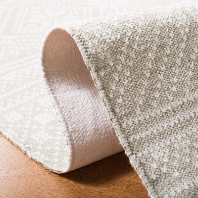 Hand-Loomed Gray and Ivory Cotton Area Rug - 27" x 8"